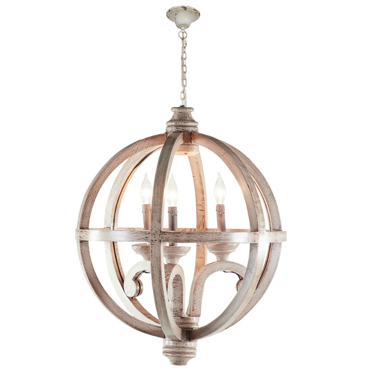 Gold Wood Rustic Caged Chandelier 28